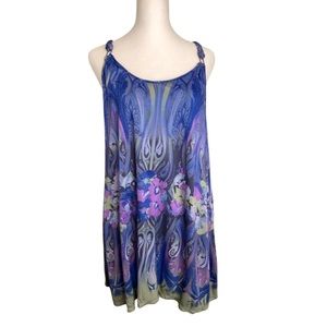 Free People Braided Racerback Floral Y2K Boho Tunic Top Size Large